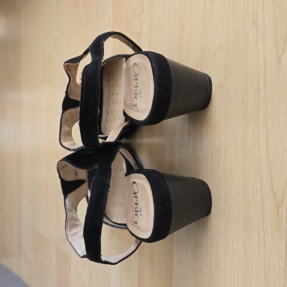 Caprice On Air Black Leather Block Heels Sabndals Size 36 US 5.5 - Picture 6 of 11